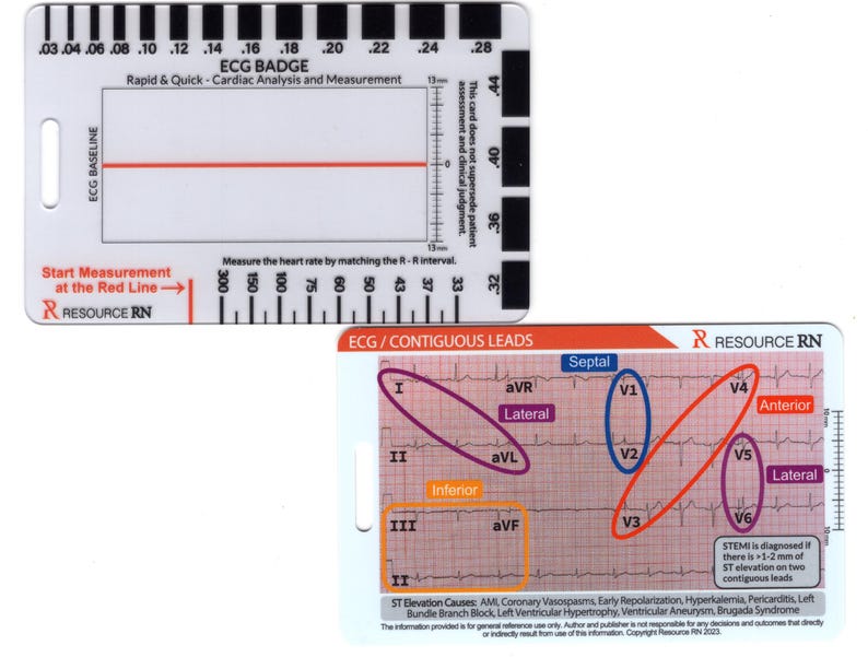 EKG Rapid Cardiac Measurement & STEMI Analysis Badge Cards – Vertical 2 ...