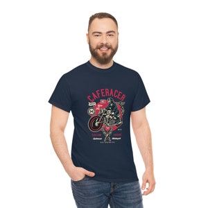 motorbike gifts for men Biker Mens T-Shirt Classic Cafe Racer  Unisex Heavy Cotton Tee