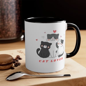 Cat lover mug Colorful Accent Mugs, 11oz