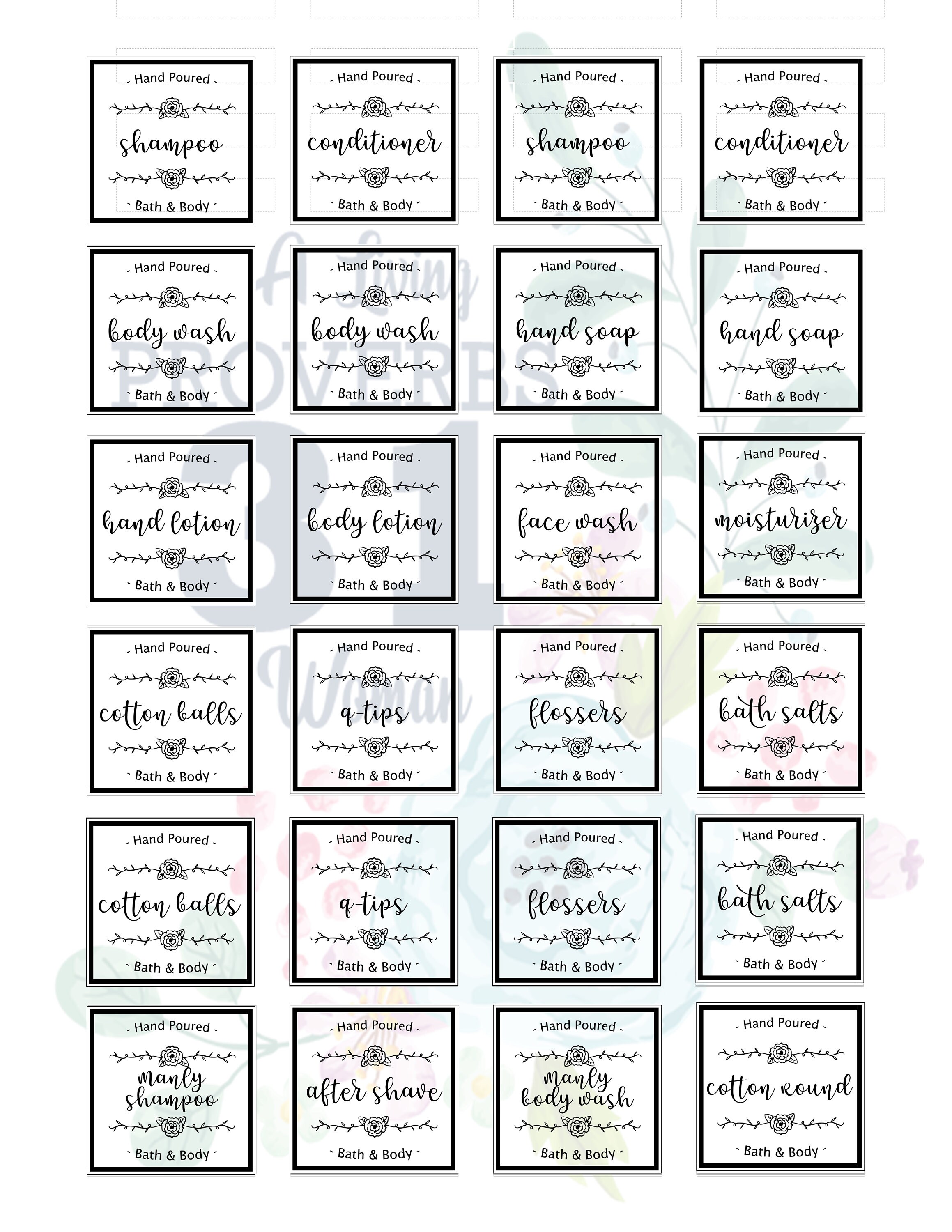 1.5 Inch Bathroom Labels Farmhouse Style Handwritten - Etsy