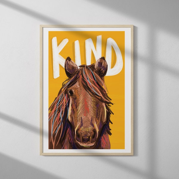 Kind Horse Art Print | Horse Art | Children's Horse Decor | Western Horse | Gallery Wall Set | Children's Nursery Wall Art