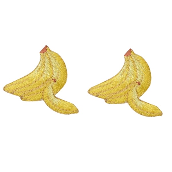 2 pack of banana bunches embroidered iron on patches.