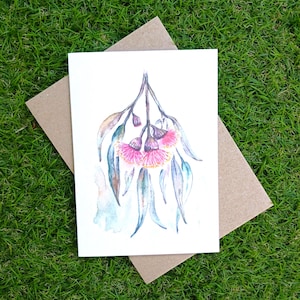 New! Australian Native Gum Nuts Watercolor Greeting Card. Original Watercolor painted design - Botanical - Printed card -Blank inside.