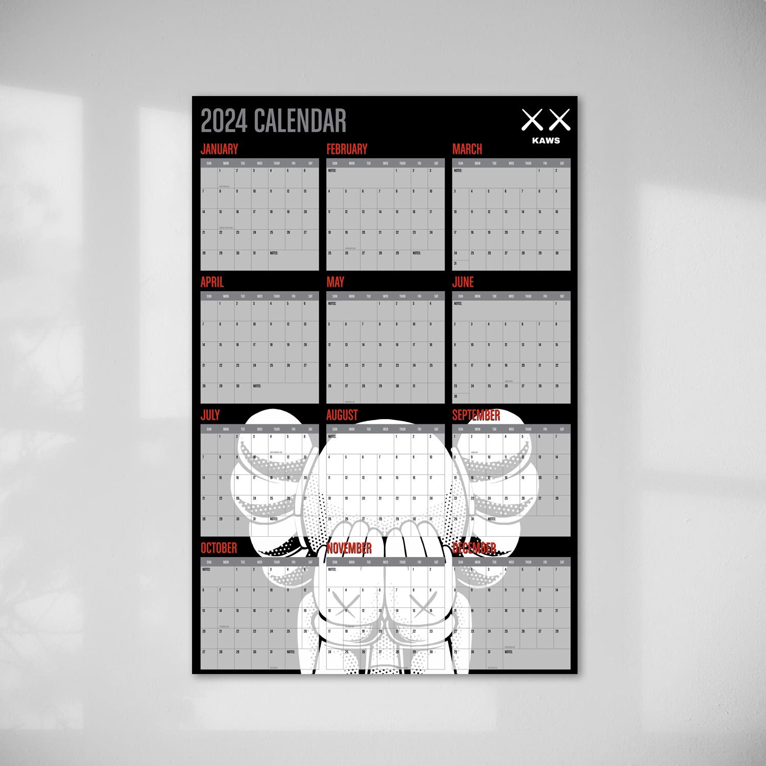 Kaws 2024 Wall Planner Digital Download Print Calendar Art Office Decor