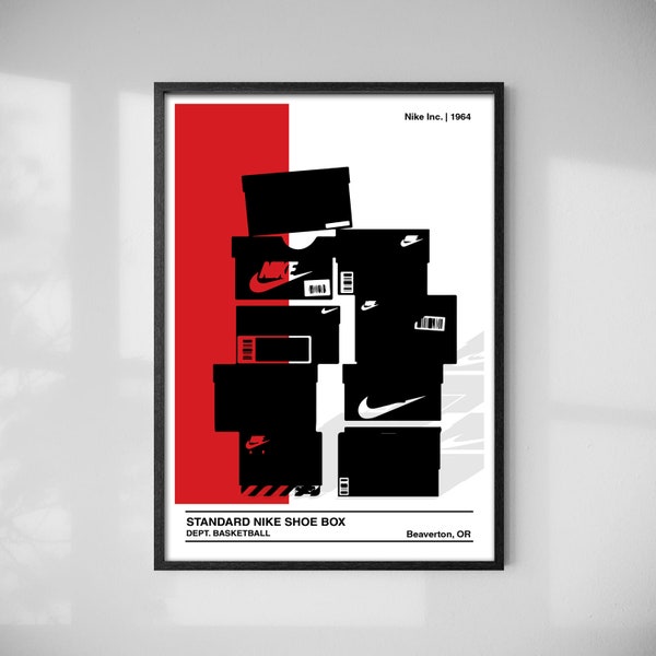 Nike Stacked Shoe Box Poster - Digital Download Print - Sneakerhead Wall Art - Hypebeast artwork - Modern Illustration Poster
