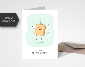 Tarjeta de cumpleaños imprimible divertida - Tarjeta de felicitación - Descarga digital - Brindis de feliz cumpleaños