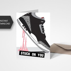 AFDRUKBARE Sneaker geïnspireerde kaart - wenskaart - digitale download - Valentijnsdag Sneakerhead AJ3
