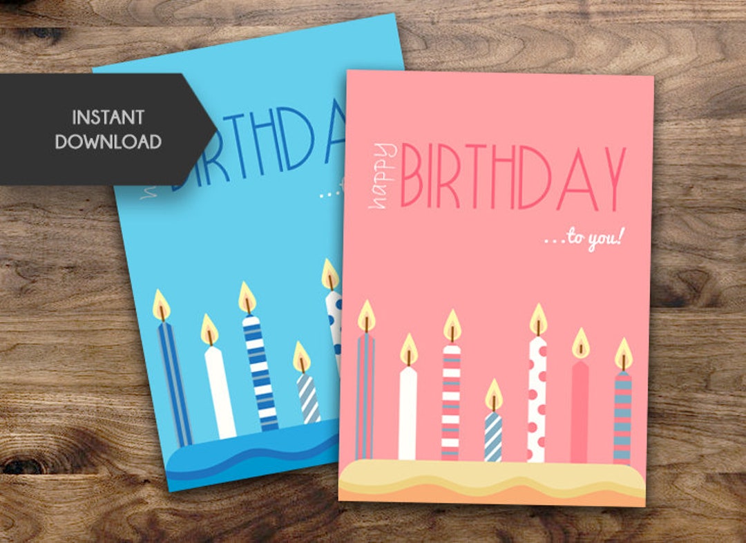 PRINTABLE Birthday Card Set - Digital Download - Instant Print ...