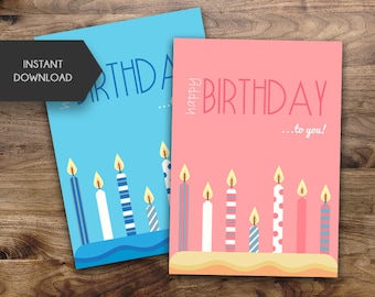 Juego de tarjetas de cumpleaños IMPRIMIBLE - Descarga digital - Impresión instantánea - Paquete de cumpleañera o cumpleañero