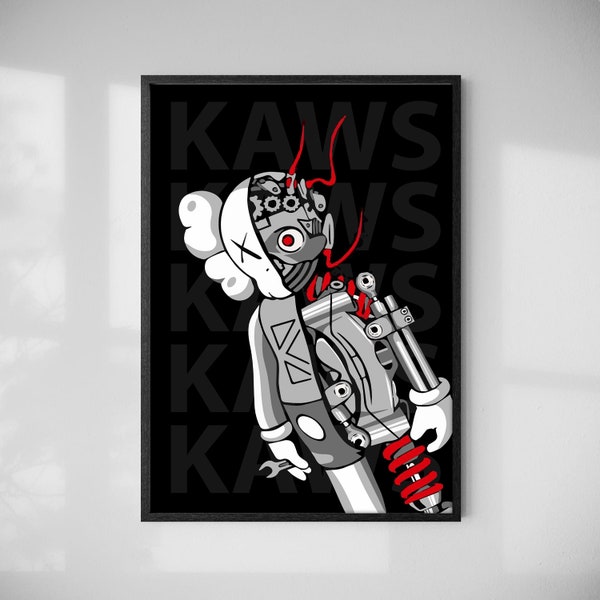 Poster inspiré du robot Hypebeast Kaws - impression téléchargement numérique - moderne - graffiti - art mural