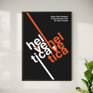 Cartel documental helvética - Impresión de descarga digital - Arte de pared de mediados de siglo - Arte de pared retro - Cartel de ilustración vintage imagen 1