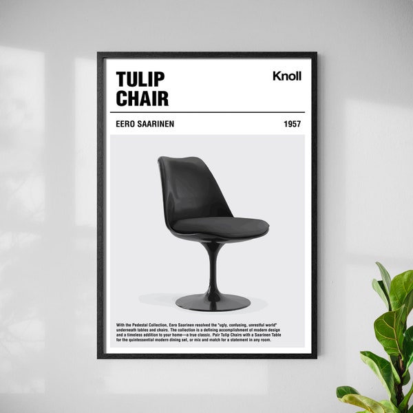 Tulip Chair Poster - Digital Download Print - Mid Century Modern Wall Art - Retro Wall Art - Knoll Furniture - Eero Saarinen