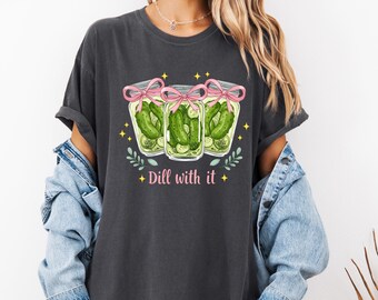Comfort Colors Pickle Shirt: Coquette Pink Bows, Funny Foodie Tee