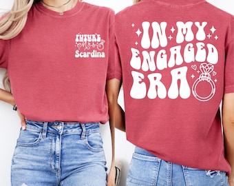 Comfort Colors® In My Engaged Era Shirt, Trendy Pocket Shirt, Custom Future Mrs. T-Shirt, Engaged Gift, Fiancee Shirt, Engagement Apparel