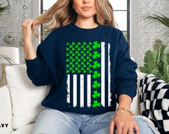 Irish American Flag Shamrock Sweatshirt - St Patrick's Day Hoodie