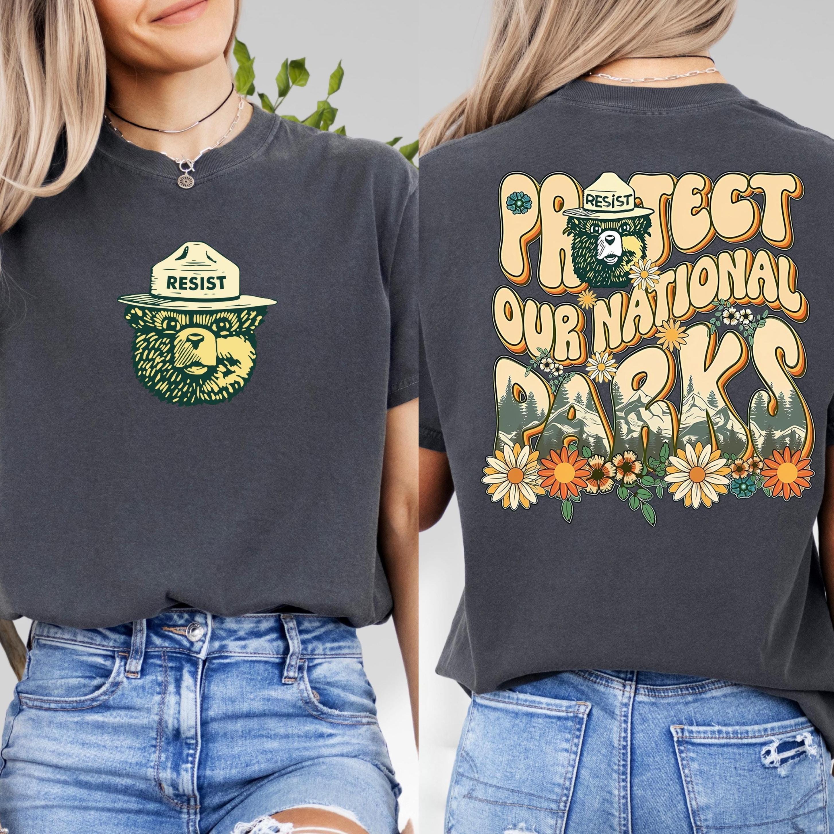 Comfort Colors® Protect Our National Parks Shirt, 2 Sides Environmental Activism Tee, National Park Resist Bear Tee