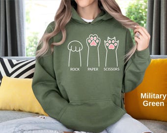 Cat Paws Rock Paper Scissors Hoodie - Funny Cat Lover Sweatshirt