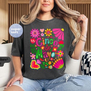 Comfort Colors® Boho Floral Cinco De Mayo Shirt, Mexican Fiesta Tee, Trendy Party Top, Perfect for Celebrations and Gifts