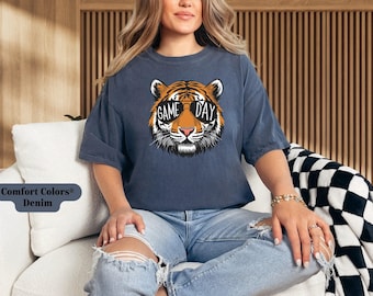 Comfort Colors Tigers Game Day T-Shirt: Tiger Mascot with Glasses