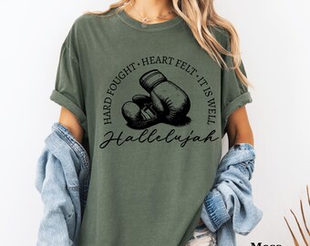 Camiseta Comfort Colors Hallelujah: Camiseta retro cristiana de boxeo