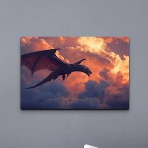 Dragon Canvas Wall Art, Fantasy Wall Art, Dragon Art, Colorful Dragon Art, Office Art Ready To Hang Canvas Wall Art Print