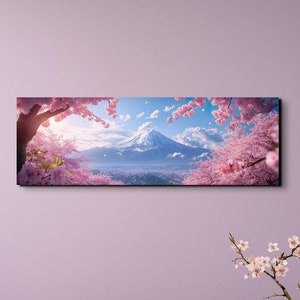 Panoramic Mount Fuji Canvas Wall Art, Large Canvas Wall Art, Japanese Wall Art, Mountain Art, Dreamscape Canvas Wall Art