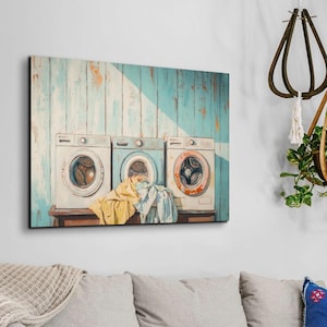 Laundry Machine Art, Laundry Room Art, Ready To Hang Canvas Wall Art Print, Calm Art, Wall Decor, Wall Art, Home Decor, Laundry Art Prints