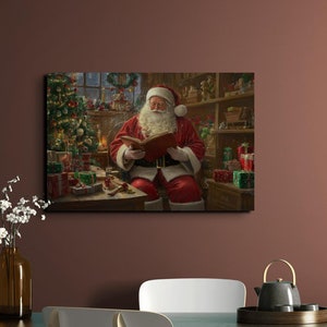 Vintage Santa Clause Christmas  Ready To Hang Canvas Wall Art Print, Holiday Art, Christmas Wall Art, Wall Art, Home Decor