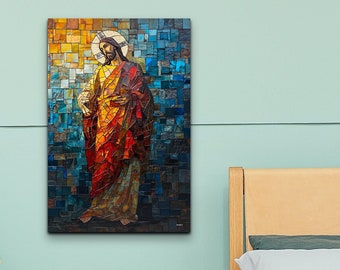 Art mural Jésus vitrail mosaïque