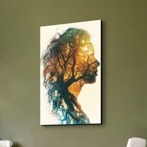 Mother Nature Ready To Hang Canvas Wall Art, Tree of Life Yggdrasil Art Print, Tree of Life Art, Large Ready To Hang Canvas Wall Art