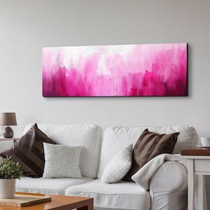 Abstract Pink Color Palate, Tranquil Landscape Art, Ready To Hang Panoramic Canvas Wall Art Print, Large Wall Art