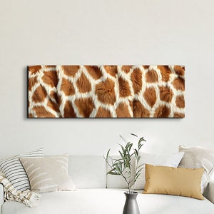 Giraffe Fur Canvas Wall Art Print, Panoramic Wall Decor, Livingroom, Ready To Hang, Animal Decor, Safari Fur Printed Canvas