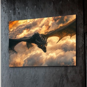 Dragon Canvas Wall Art, Fantasy Wall Art, Dragon Art, Colorful Dragon Art, Office Art Ready To Hang Canvas Wall Art Print
