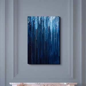 Abstract Rainy Night Oil Paint Style Ready To Hang Premium Canvas Wall Art Print, Wall Art, Rain Wall Art, Abstract Wall Art