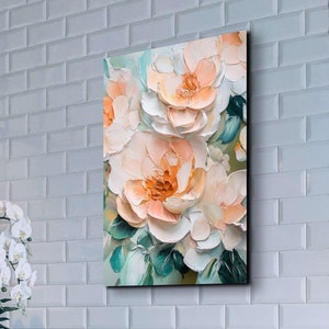 Abstract Floral Oil Paint Style Ready To Hang Premium Canvas Wall Art Print, Wall Art, Floral Wall Art, Botanical Wall Art