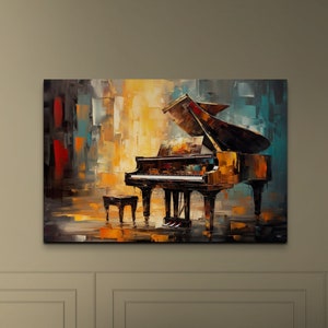 Abstract Piano Canvas Wall Art, Piano Art, Art For Musicians, Pianist Artwork, Grand Piano Artwork, Expressionist Artwork, Music Art