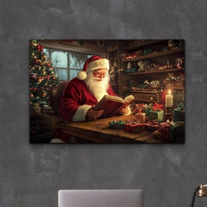 Vintage Santa Clause Christmas  Ready To Hang Canvas Wall Art Print, Holiday Art, Christmas Wall Art, Wall Art, Home Decor