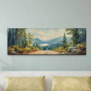 Panoramic Acadia National Park Mid Century Modern Styled Canvas Wall Art