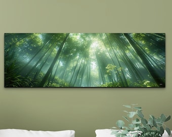 Bamboo Forest Canvas Wall Art Japan Forest Print Asian Nature Wall Art Print Green Forest Canvas Nature Art Print Nature Canvas, Panoramic