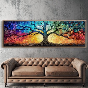 Yggdrasil Tree Of Life Stained Glass Style Canvas Wall Art