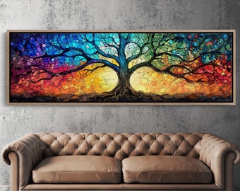 Yggdrasil Tree Of Life Stained Glass Style Canvas Wall Art
