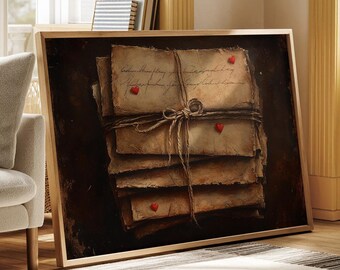 Vintage Liebesbrief Bundle Leinwand Wandkunst - Romantische nostalgische hängbare Wanddekoration für herzliche und warme Inneneinrichtung