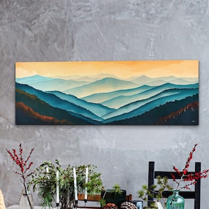 Smokey Mountain Century Modern Panoramic Canvas Wall Art