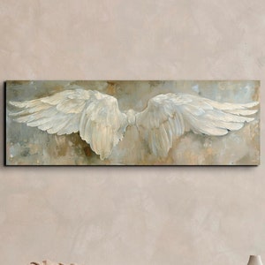 Panoramic Angel WIngs Ready To Hang Canvas Wall Art, Angel Canvas Wall Art, Angelic Style Canvas Wall Art