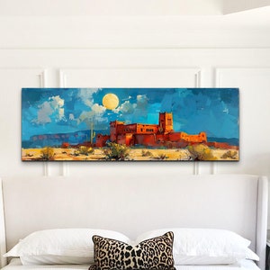 Südwest Wüste Aquarell Leinwand Kunstdruck, Wüste Leinwand Kunst, Kaktus Wanddekor, Kaktus Leinwand Kunst, südwestlichen Wohnkultur, Panorama
