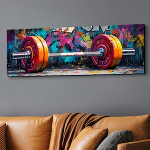 Panoramic Graffiti Barbell Canvas Wall Art