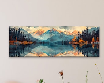 Panoramic Mid Century Modern Mountain Canvas Wall Art