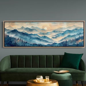 Appalachian Mountain Range Mid Century Modern Panoramic Scenery Canvas Wall Art