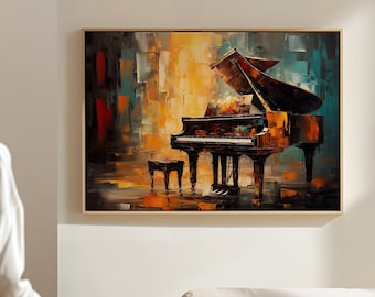 Abstract Piano Canvas Wall Art, Piano Art, Art For Musicians, Pianist Artwork, Grand Piano Artwork, Expressionist Artwork, Music Art