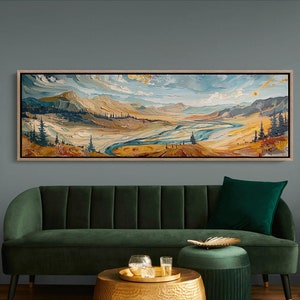 Yellowstone National Park Mid Century Modern Panoramic Canvas Wall Art